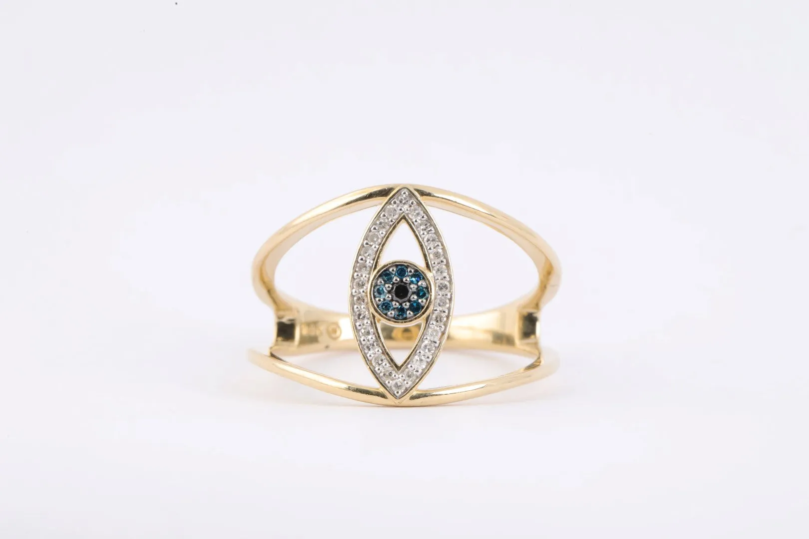 14k Yellow Gold 0.19tcw Diamond Eye Design Fashion Ring Size 8 (3.75g.)