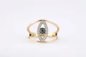 14k Yellow Gold 0.19tcw Diamond Eye Design Fashion Ring Size 8 (3.75g.)