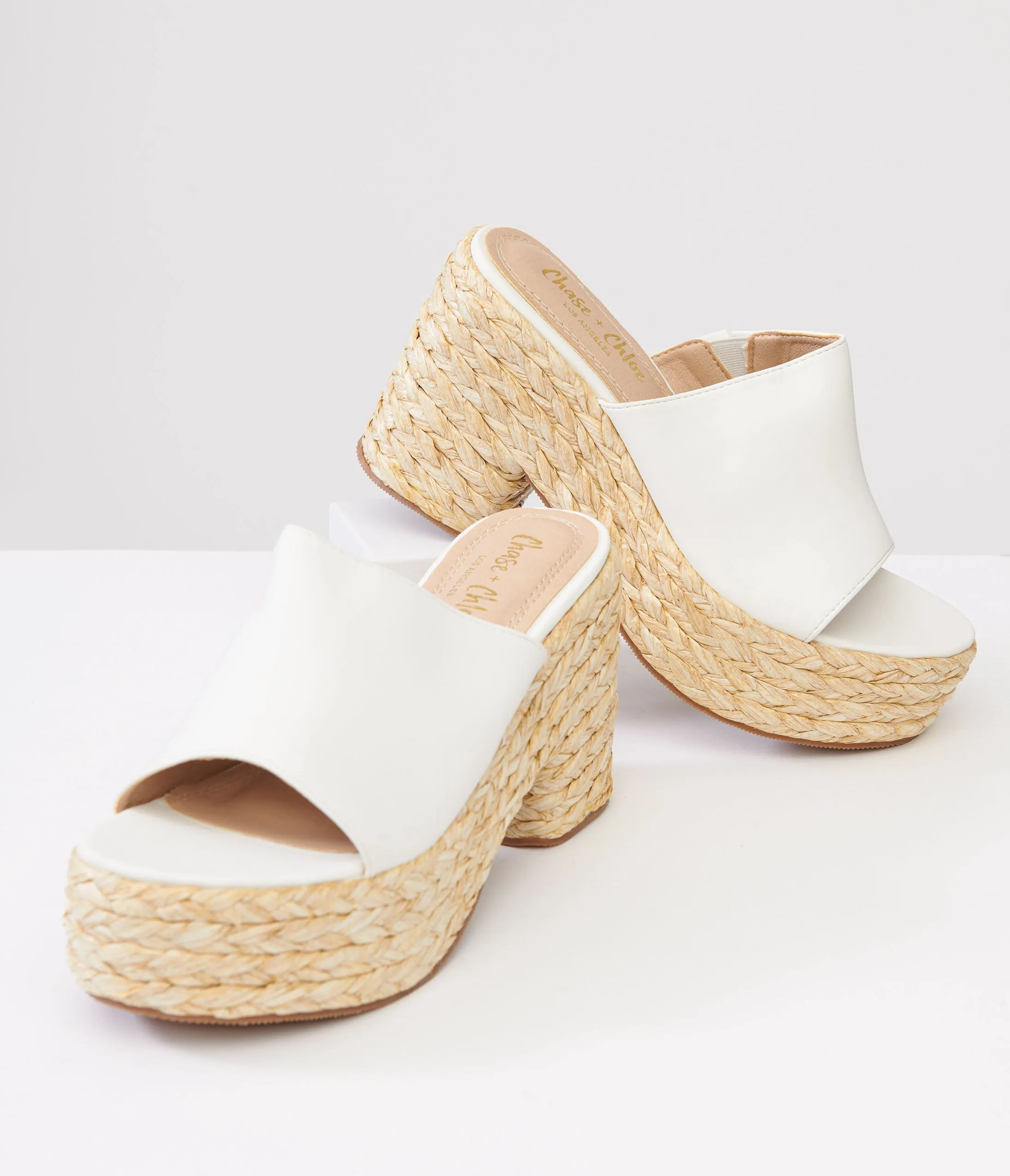 1970s White Platform Woven Sandals