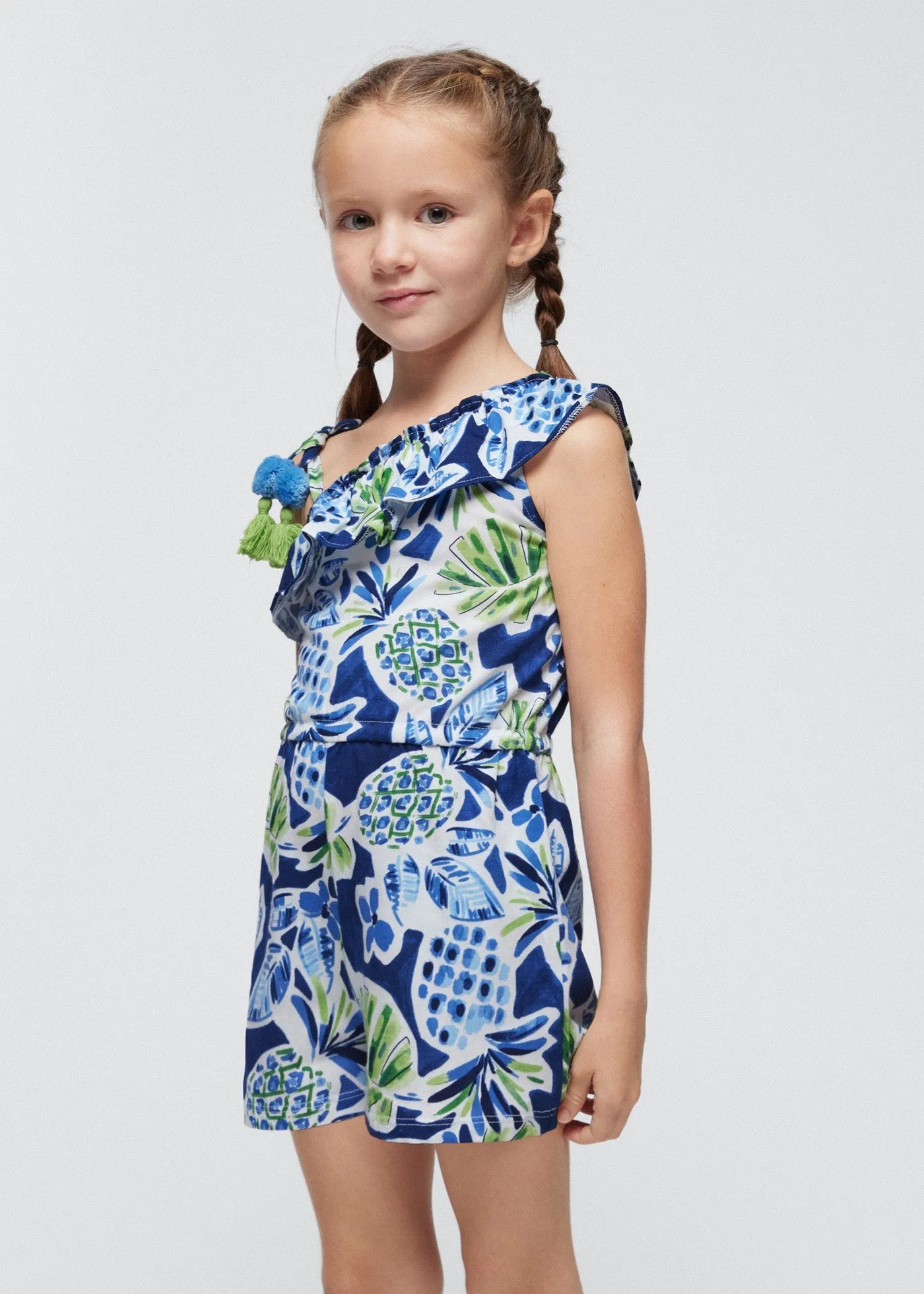 3864 - Printed romper for girl - Ink