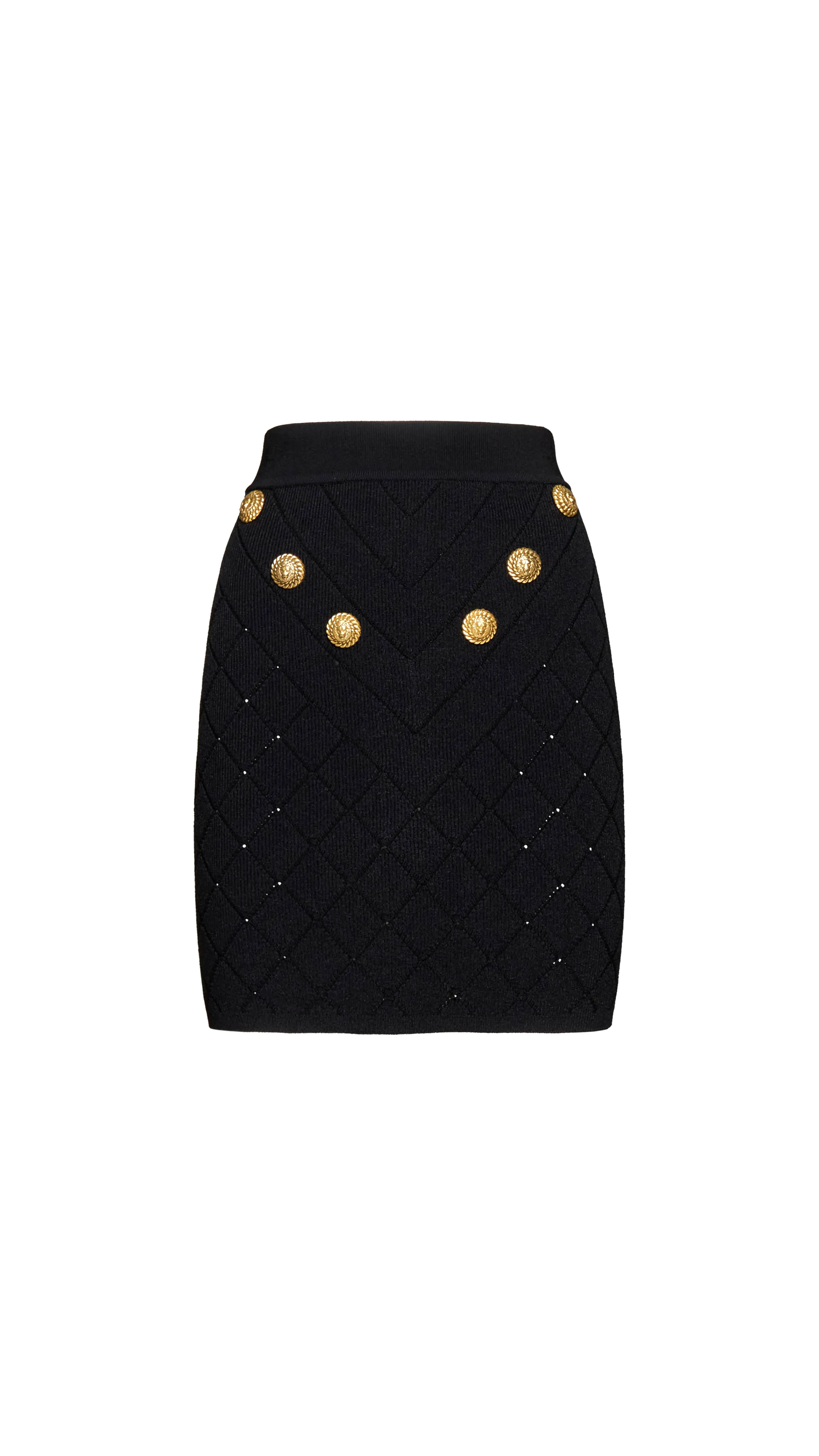 6 Button Knit Skirt - Black