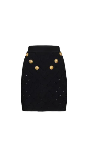 6 Button Knit Skirt - Black