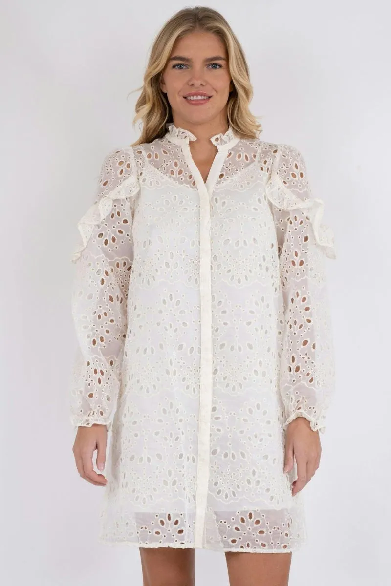 Abby Embroidery Dress | Ivory | Kjole fra Neo Noir