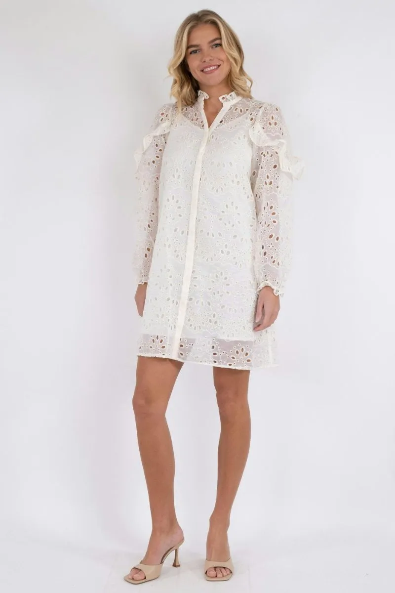 Abby Embroidery Dress | Ivory | Kjole fra Neo Noir