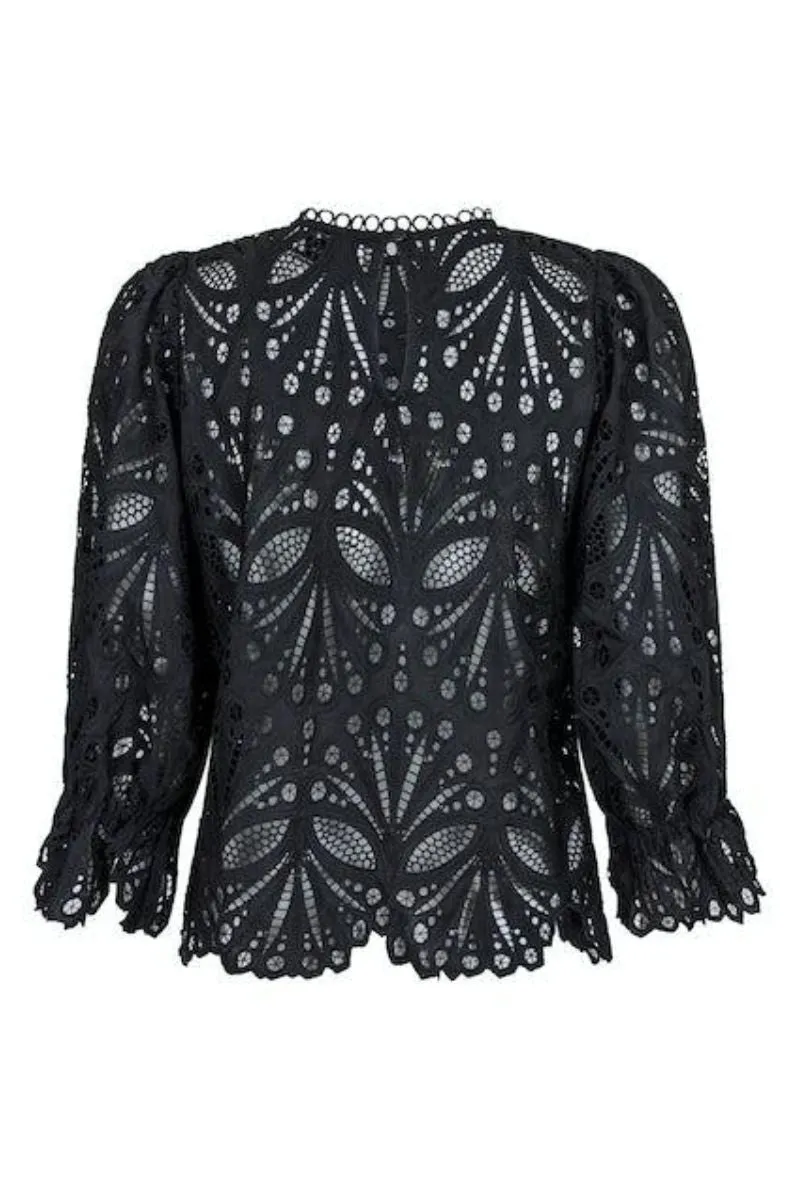 Adela Embroidery Blouse | Black | Bluse fra Neo Noir