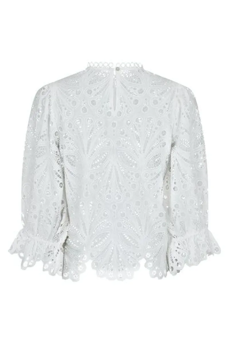 Adela Embroidery Blouse | Off White | Bluse fra Neo Noir