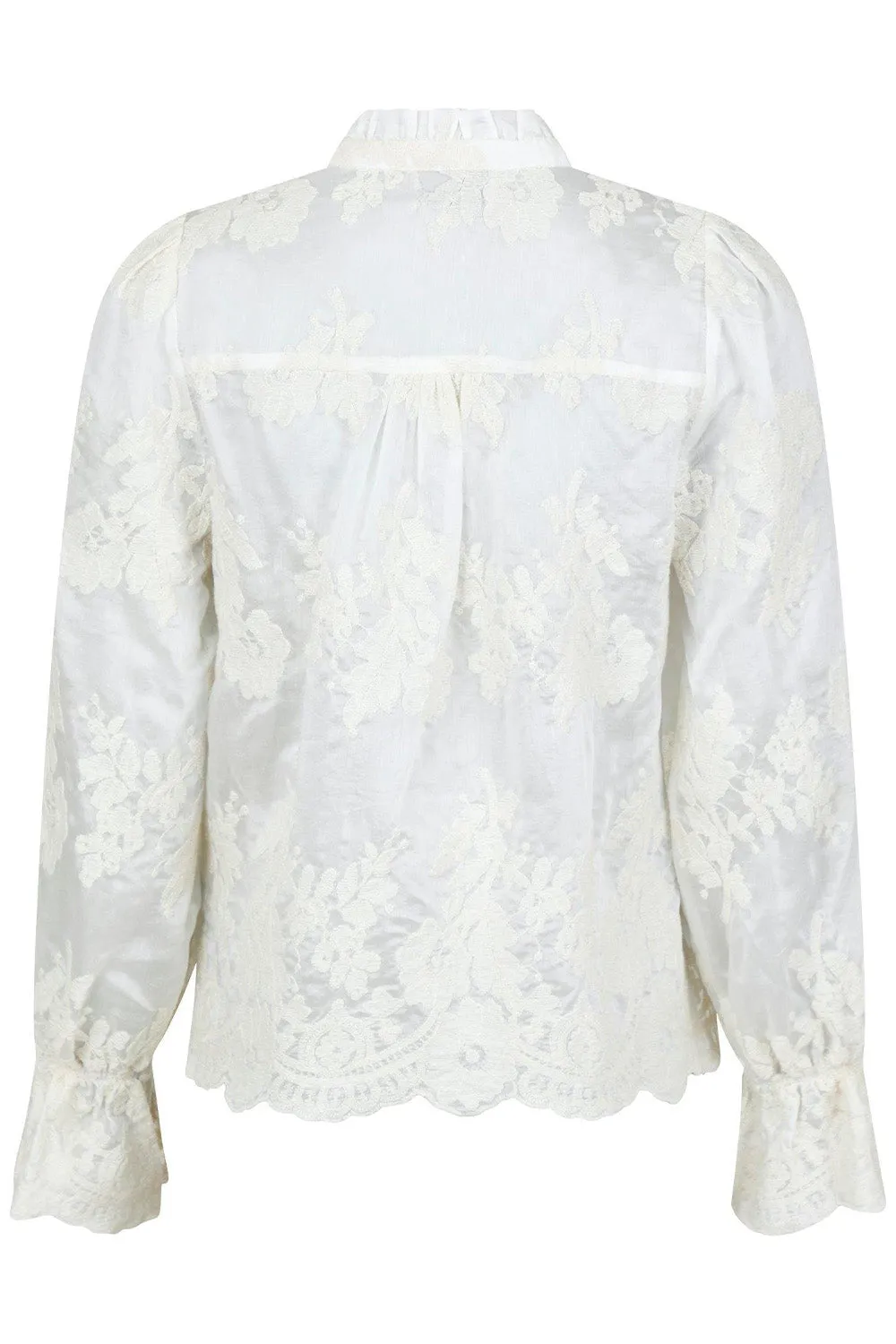 Amara Big Embroidery Blouse | Off White | Bluse fra Neo Noir