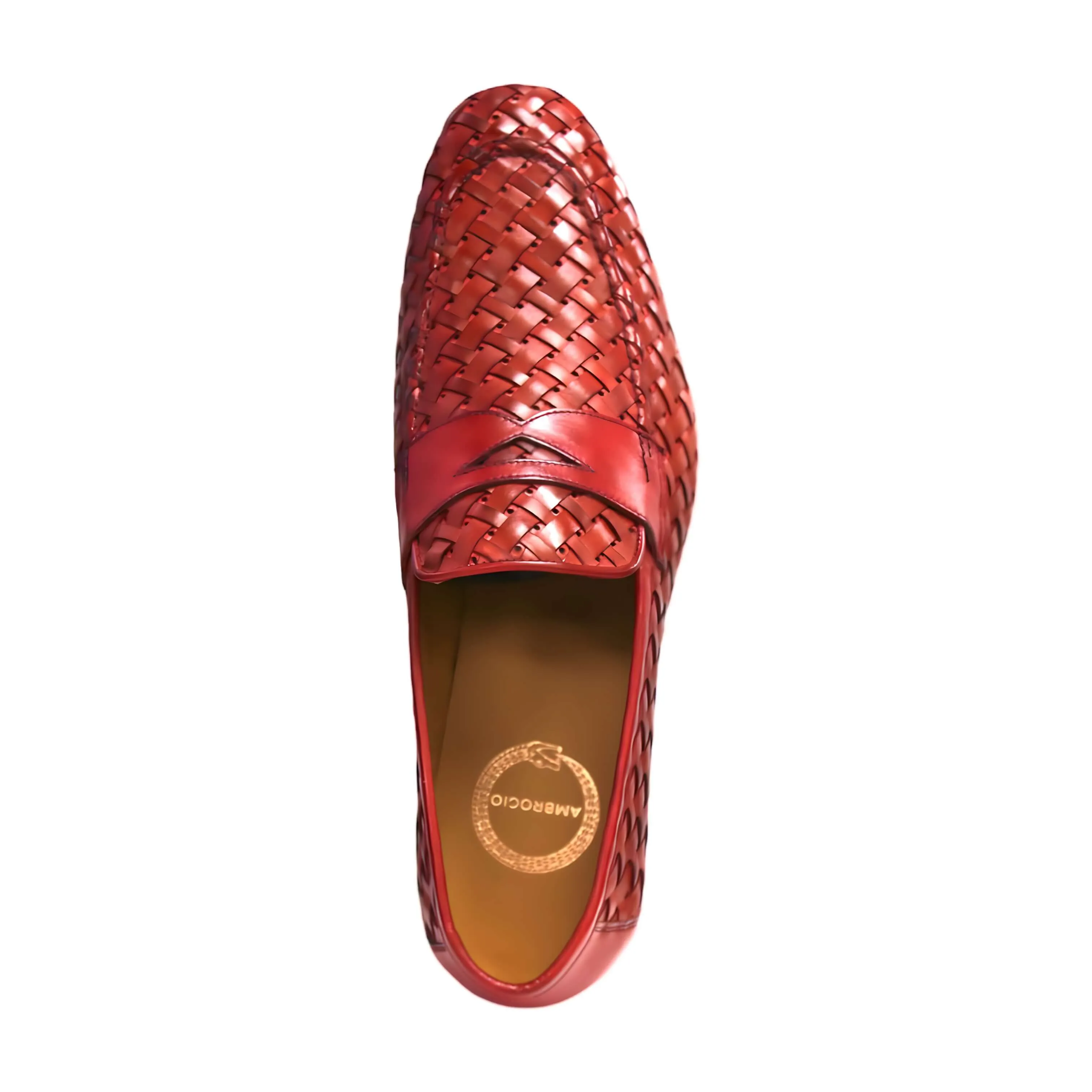 Ambrogio by Mezlan Solomeo 21101 Men's Shoes Red Woven Leather Penny Slip-On Loafer (AMZ1011)