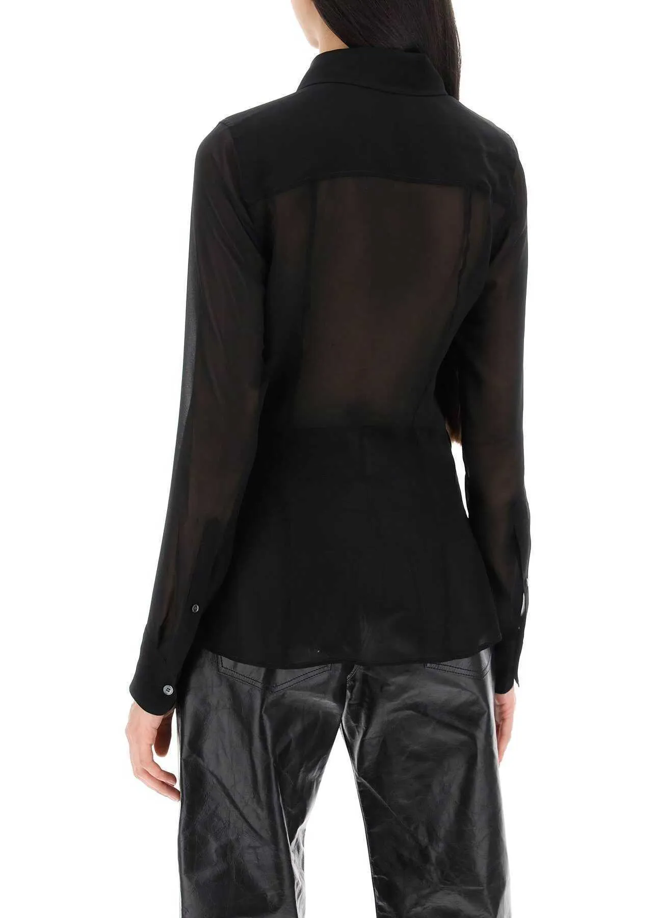 AMI PARIS  |AMI ALEXANDRE MATTIUSSI Ami Paris Semi-Transparent Silk S...