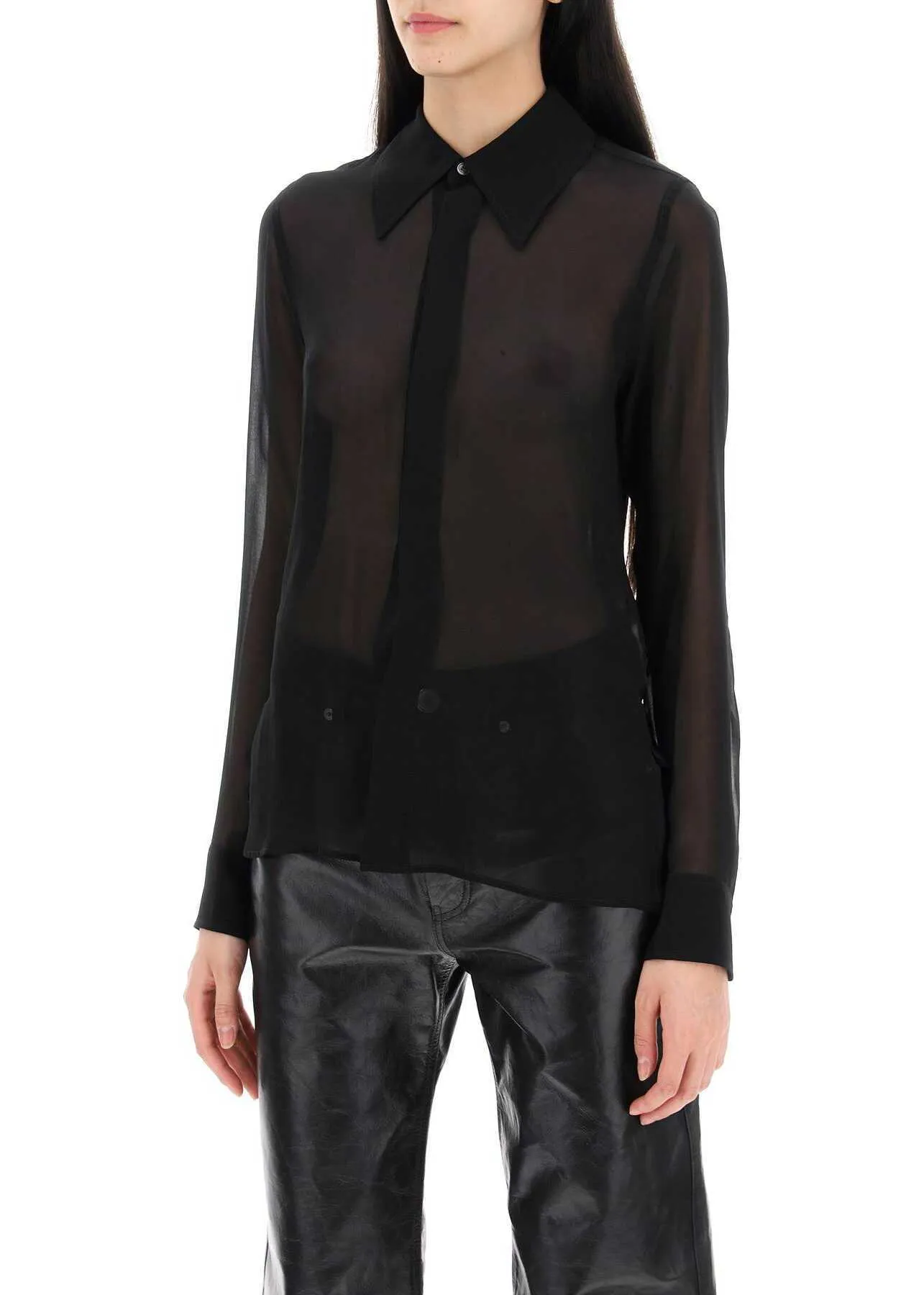 AMI PARIS  |AMI ALEXANDRE MATTIUSSI Ami Paris Semi-Transparent Silk S...