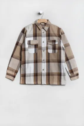 Amnesia Youth Cotton Plaid Button-Up