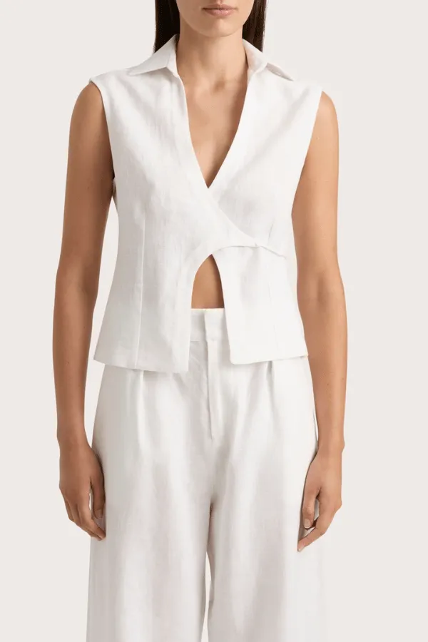 Antibes Sleeveless Wrap Shirt White