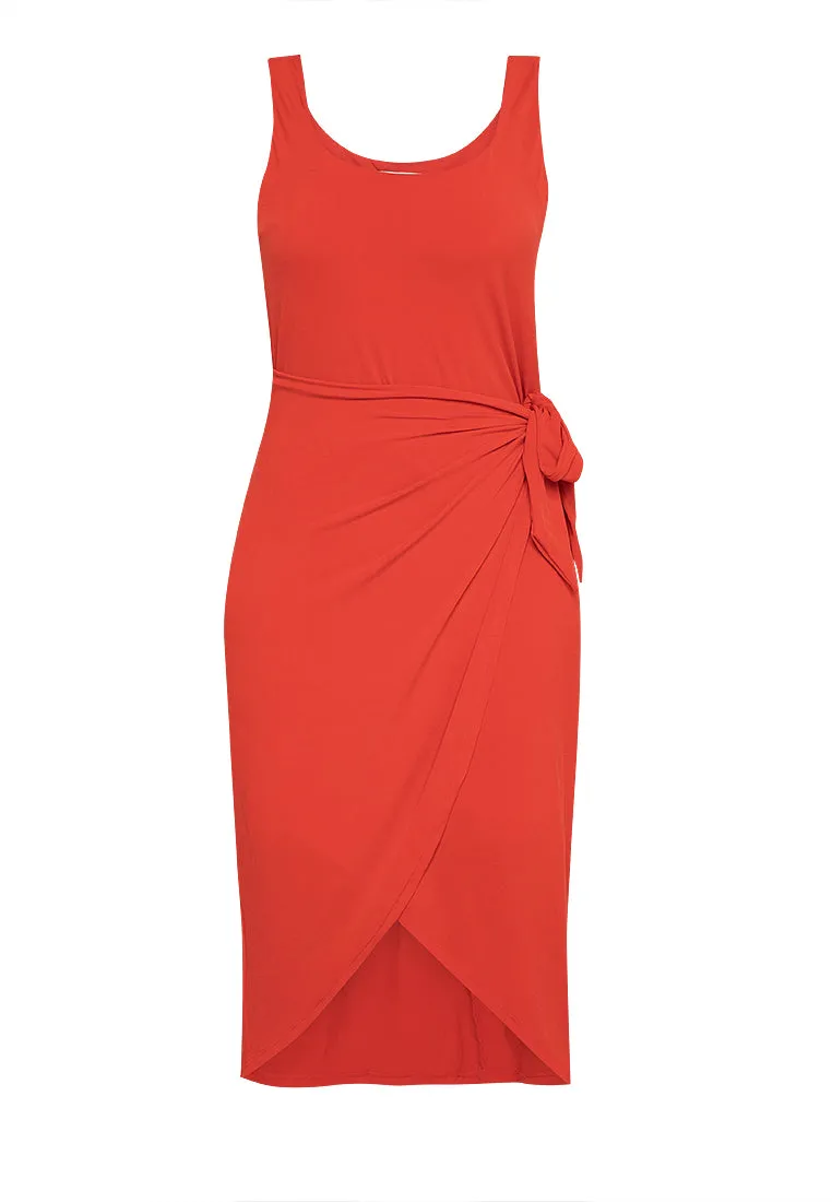 Axton Sleeveless Wrap Contour Dress