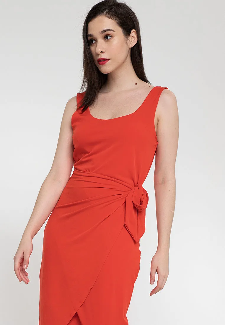 Axton Sleeveless Wrap Contour Dress