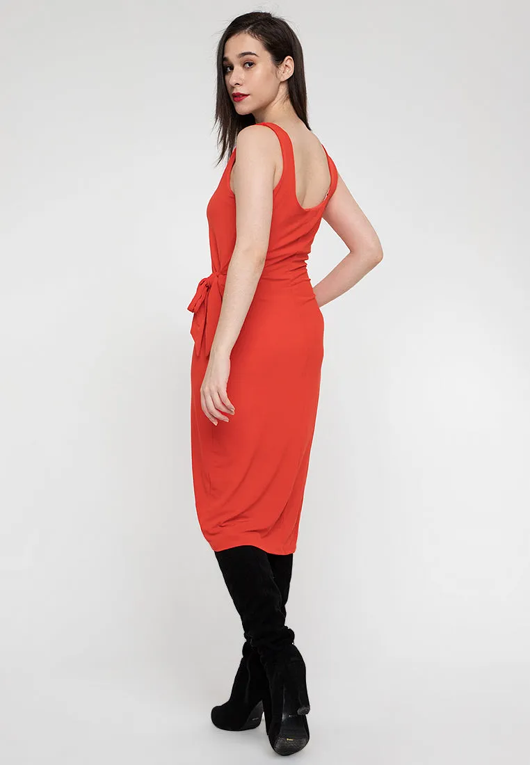 Axton Sleeveless Wrap Contour Dress