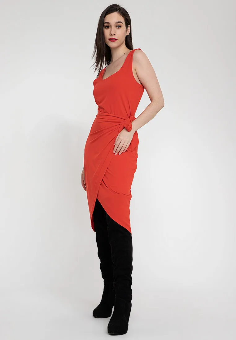 Axton Sleeveless Wrap Contour Dress