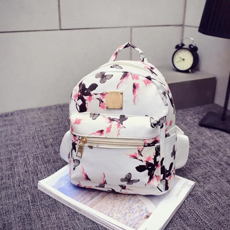 Backpack Women School Bags For Teenagers Floral Printing PU Leather Bag bolsa feminina