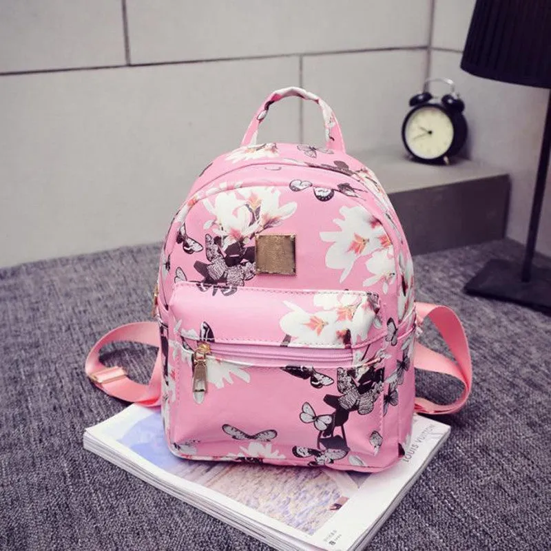 Backpack Women School Bags For Teenagers Floral Printing PU Leather Bag bolsa feminina