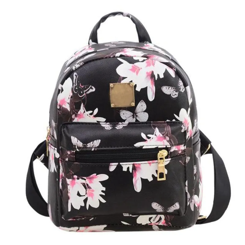 Backpack Women School Bags For Teenagers Floral Printing PU Leather Bag bolsa feminina