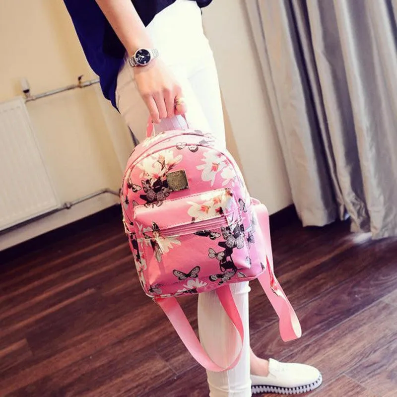 Backpack Women School Bags For Teenagers Floral Printing PU Leather Bag bolsa feminina