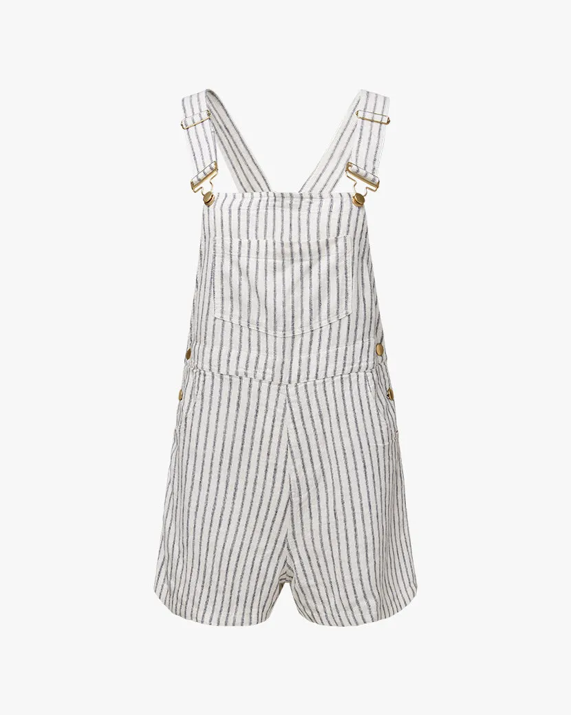 Basic Pinstripe Short Overalls | Navy White