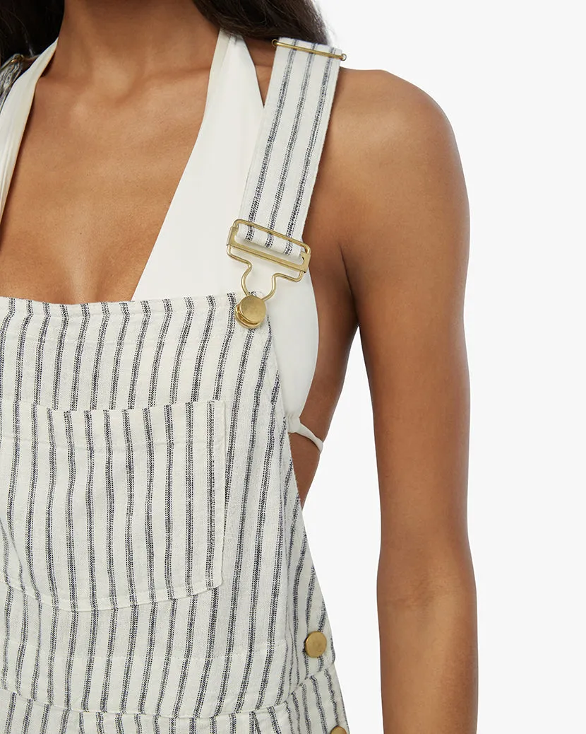 Basic Pinstripe Short Overalls | Navy White