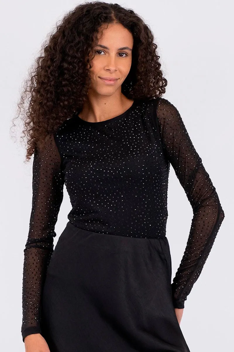 Basira Stone Mesh Blouse | Bluse fra Neo Noir