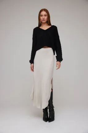 bella dahl asymmetric side slit skirt in french grey