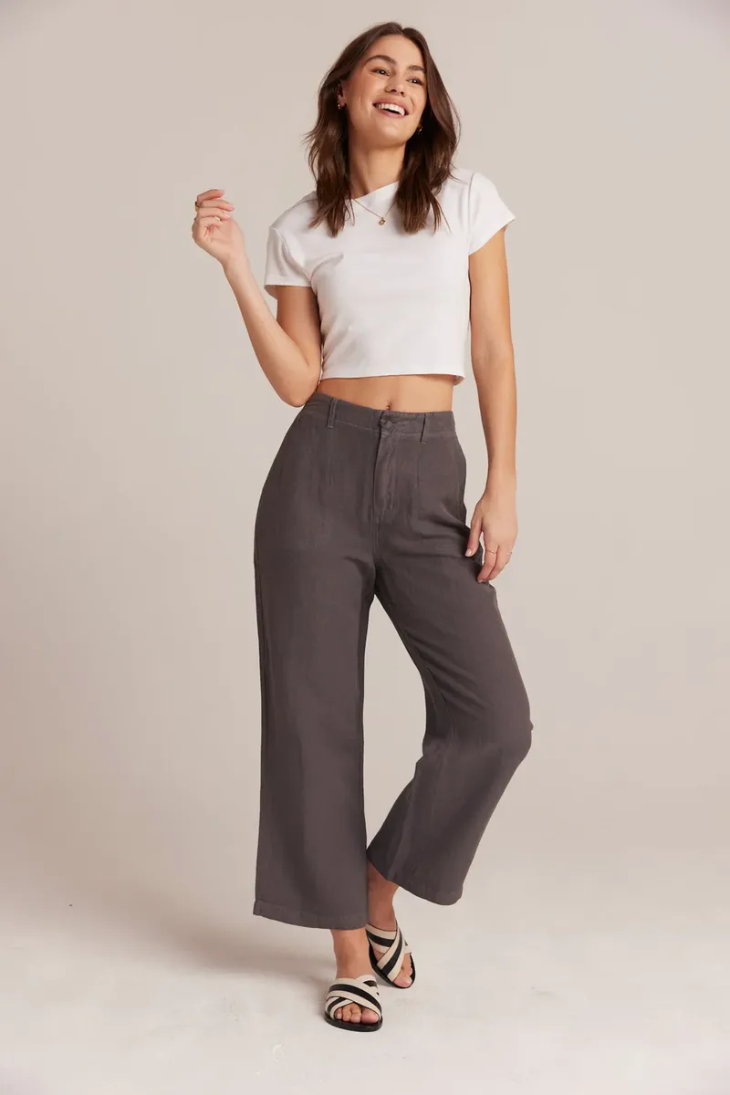 bella dahl Blakely linen utility crop pant charcoal shadow