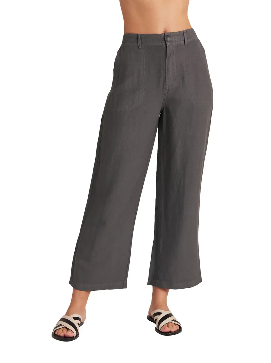 bella dahl Blakely linen utility crop pant charcoal shadow