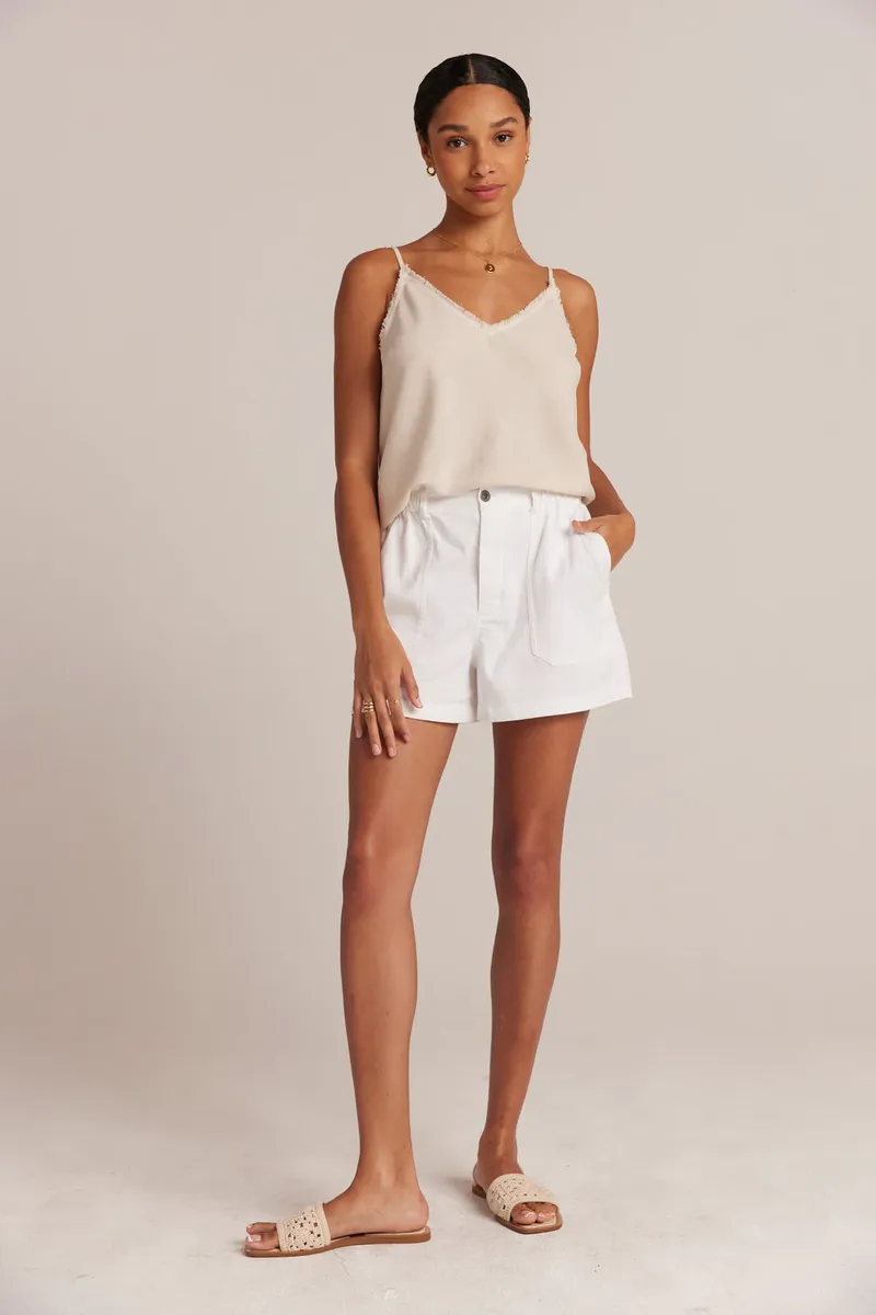 bella dahl Callie Luxe Tencel Ruffle Short in White