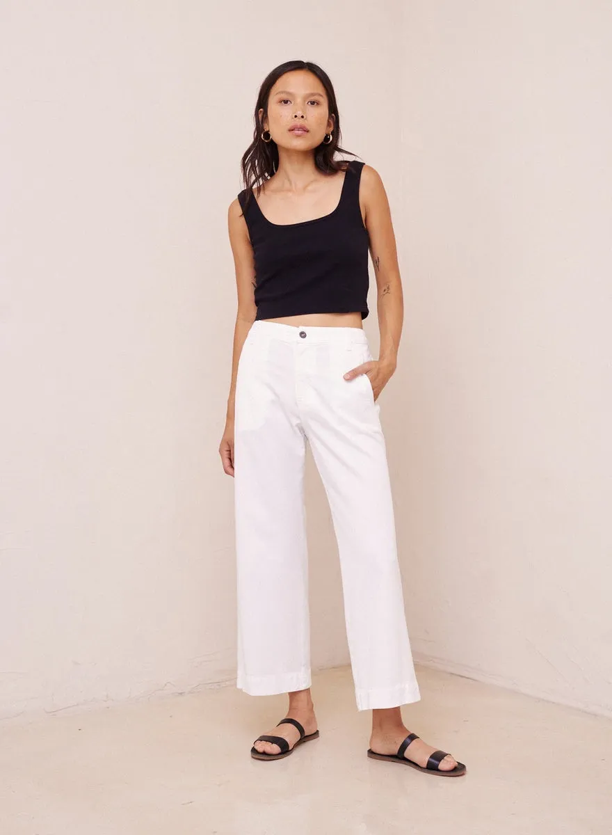 Bella Dahl Claire Welt Pocket Crop Pant in White