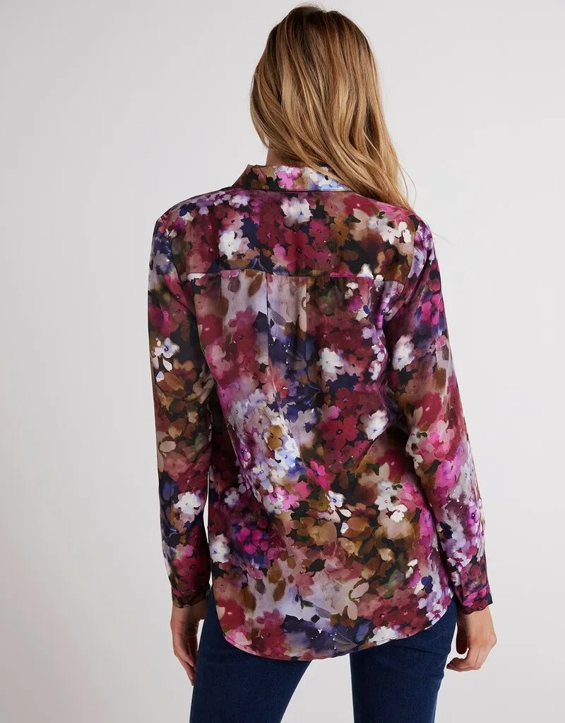 Bella Dahl Clean Front Hipster Shirt - Twilight Fleur Print