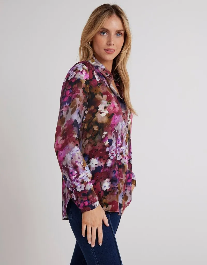 Bella Dahl Clean Front Hipster Shirt - Twilight Fleur Print