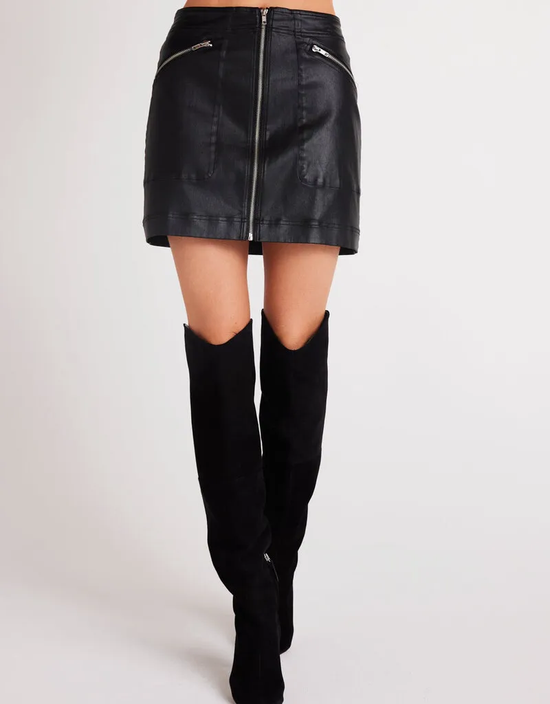 Bella Dahl Coated Faux Leather Zip Mini Skirt - Black