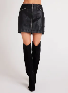 Bella Dahl Coated Faux Leather Zip Mini Skirt - Black