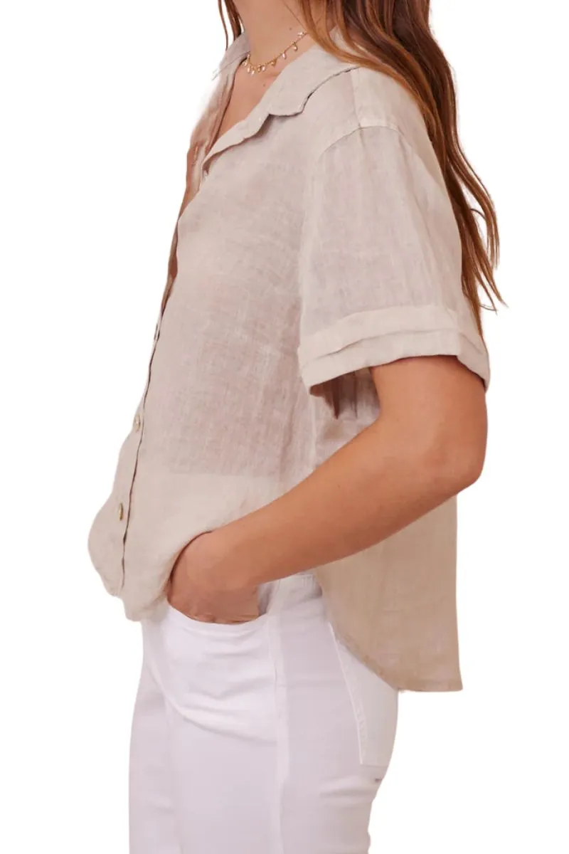 Bella Dahl Cufed S/S Shirt in Palm Sand