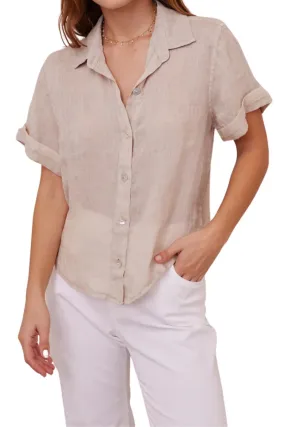 Bella Dahl Cufed S/S Shirt in Palm Sand