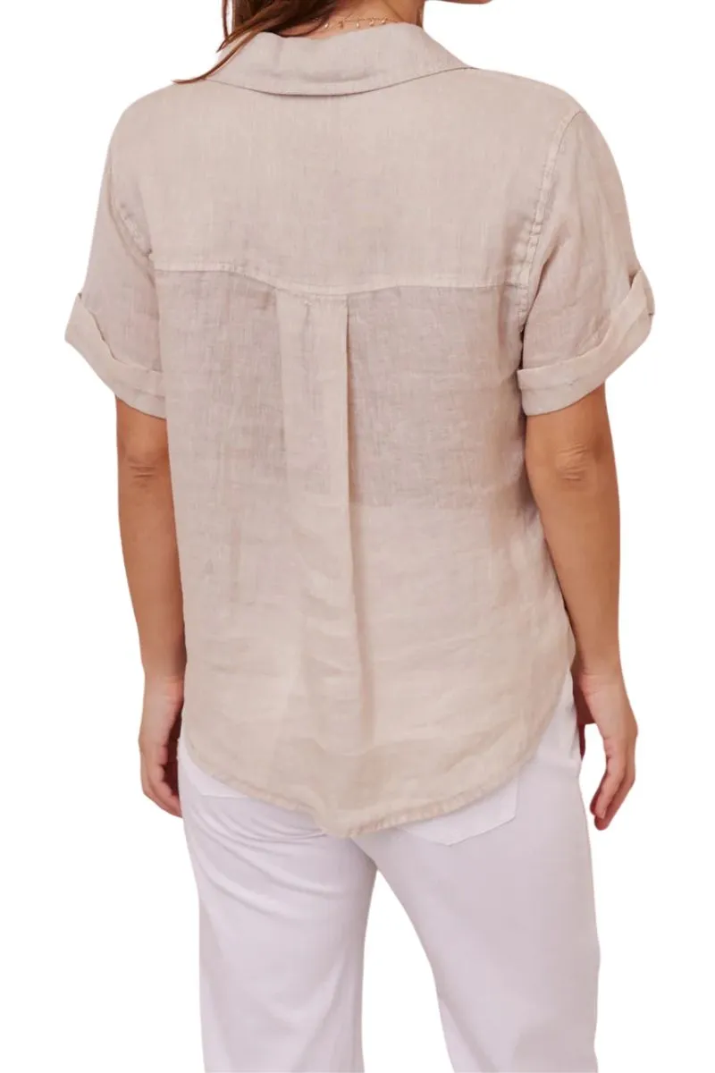 Bella Dahl Cufed S/S Shirt in Palm Sand