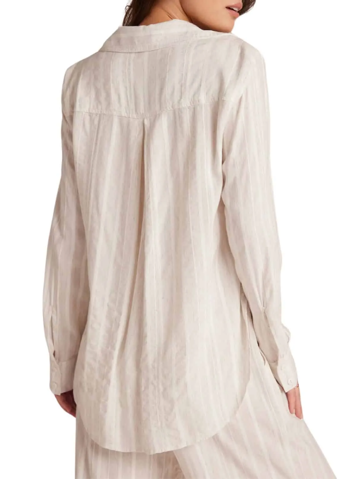 Bella Dahl Flowy Button Down Shirt in White Sand Stripe