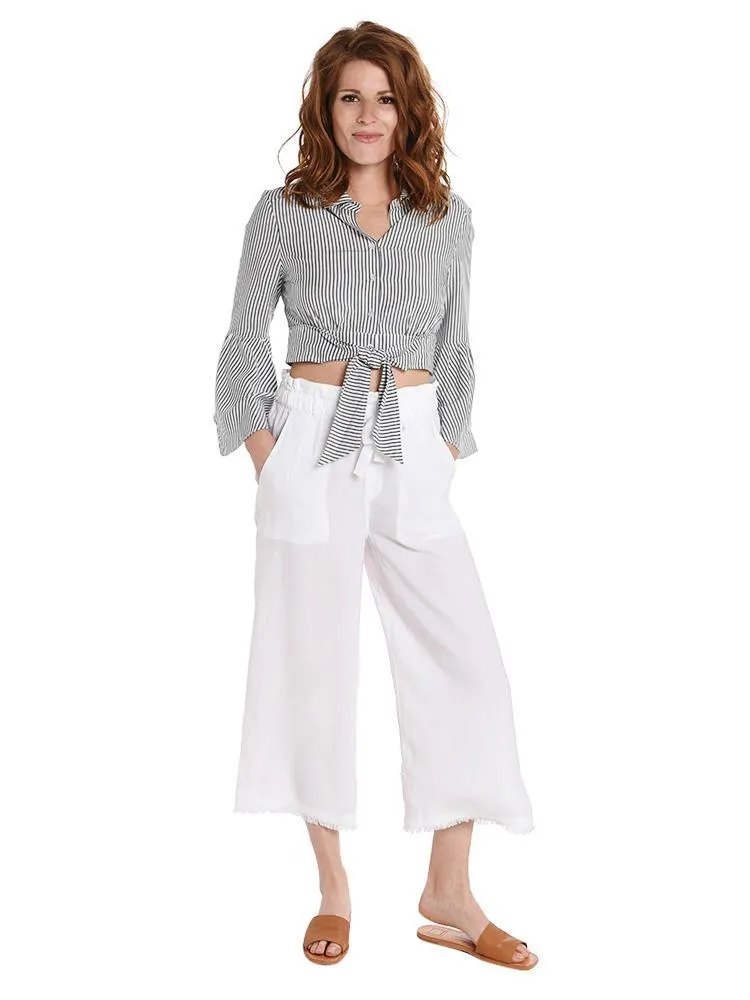     BELLA DAHL  Frayed Crop Wide Leg Pant    