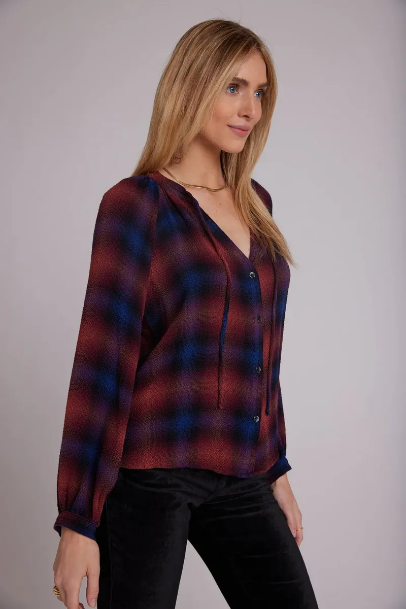 bella dahl full sleeve raglan button down jewel tone plaid