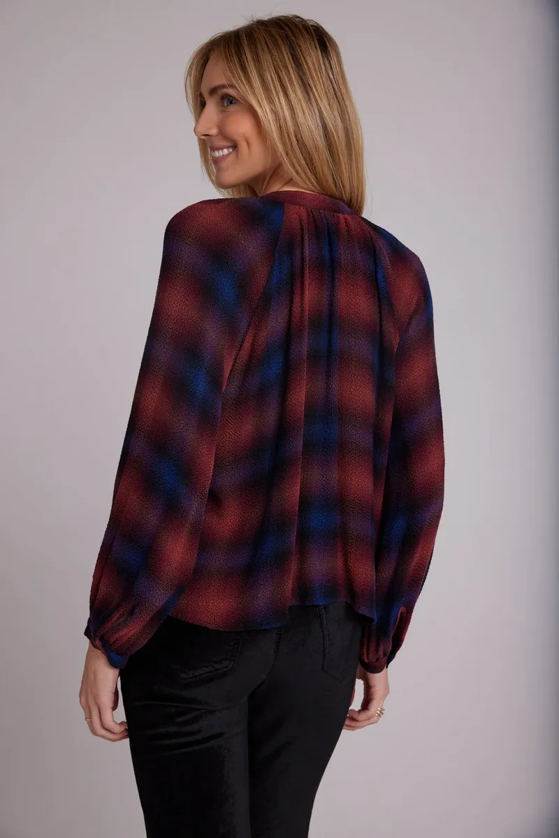 bella dahl full sleeve raglan button down jewel tone plaid