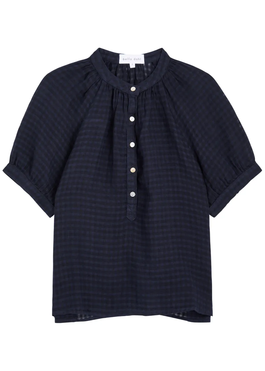 BELLA DAHL Gingham linen-blend top  -                         -                     -                