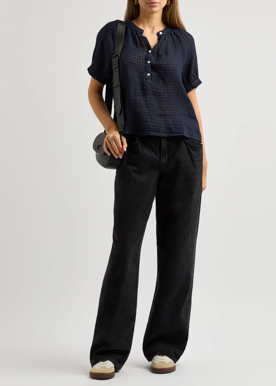 BELLA DAHL Gingham linen-blend top  -                         -                     -                