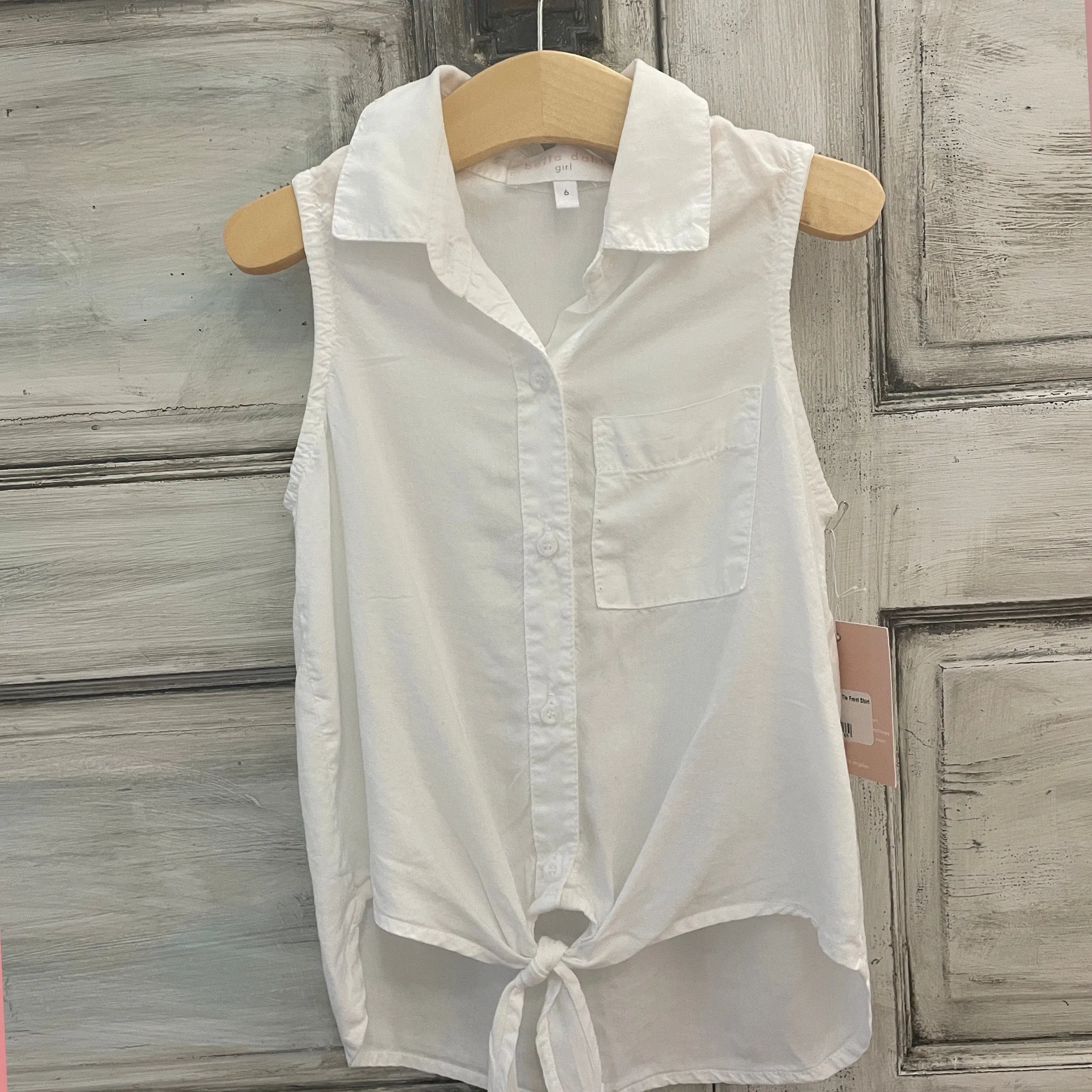 Bella Dahl Girl White Sleeveless Button down