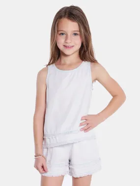     BELLA DAHL  Girls' Fray Split Back Tank    