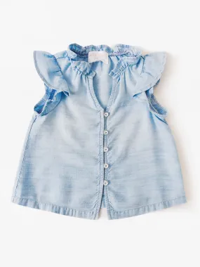     BELLA DAHL  Girls' Ruffle Button Front Top    