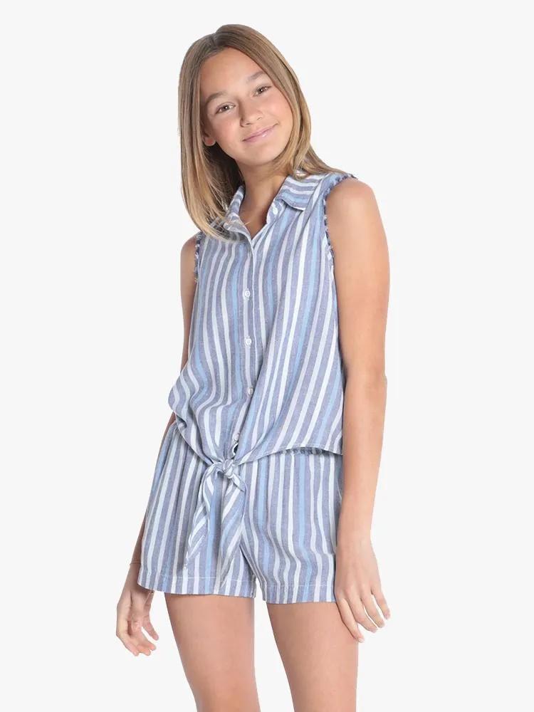     BELLA DAHL  Girls' Sleeveless Tie Up Shirt    