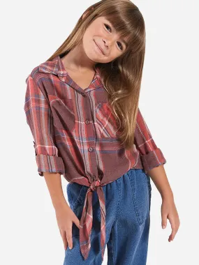     BELLA DAHL  Girls' tie Front Pocket Shirt    